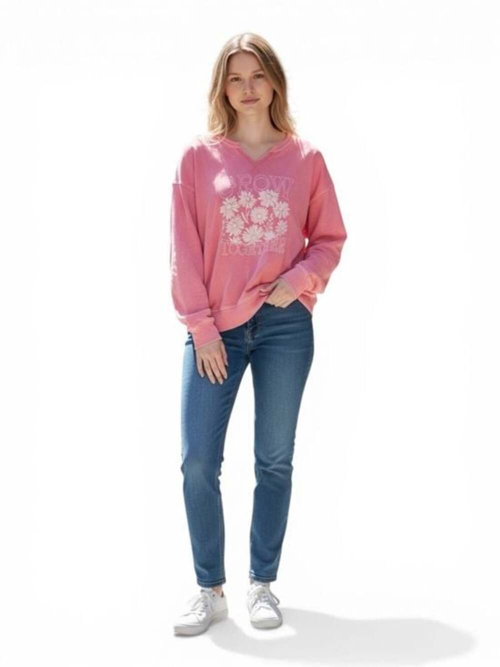 SO Girls Plus 20 Pink Grow Together Floral Graphic Sweatshirt